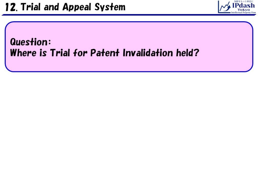 Question: Where is Trial for Patent Invalidation held?